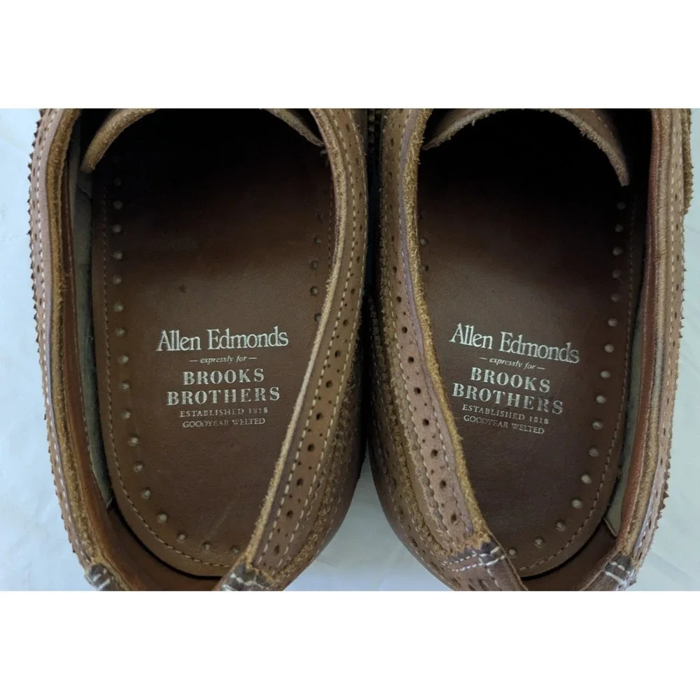 Allen Edmonds Brooks Brothers Neumok Wingtip Oxford Brown Goodyear Welted 10.5D